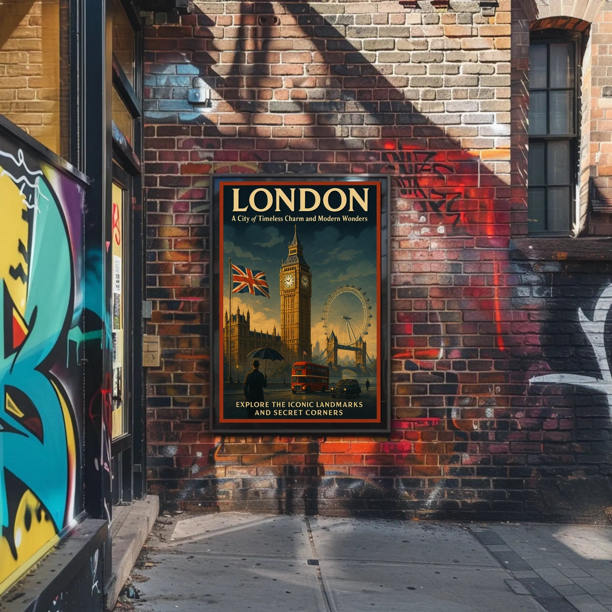 London's Iconic Landmarks Vintage Travel Poster Art