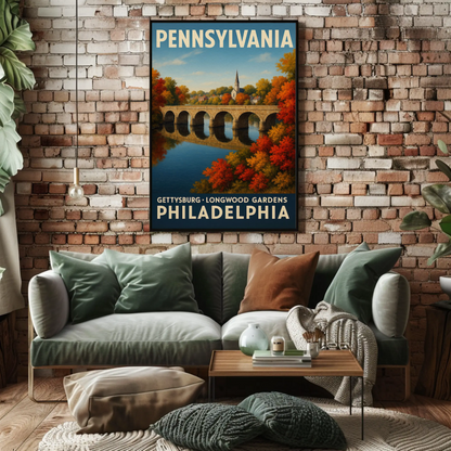 Pennsylvania Gettysburg Longwood Gardens Travel Poster