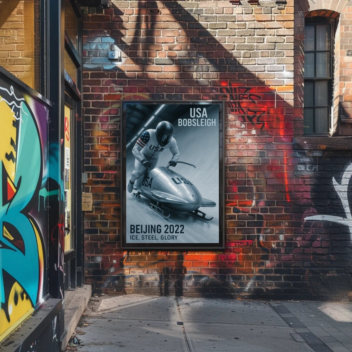Beijing 2022 USA Bobsleigh Poster