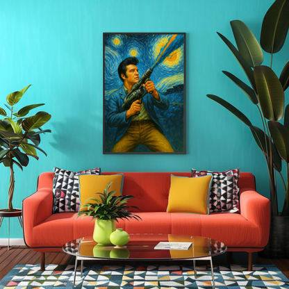 Elvis Starry Night Warrior Strength In Stars Vintage Travel Poster