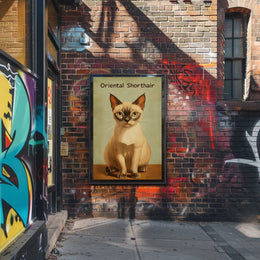 Oriental Shorthair Cat Digital Painting Vintage Poster