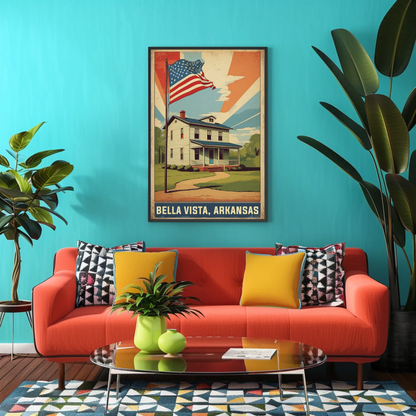 Bella Vista Arkansas Flag Home Vintage Travel Poster