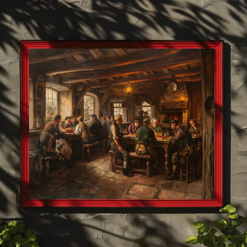 19th Century Tavern Scene Rustic Art Poster