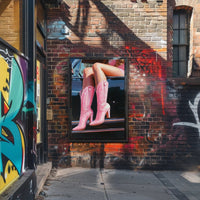 Pink Boots And Classic Car Poster Vintage Wall Art