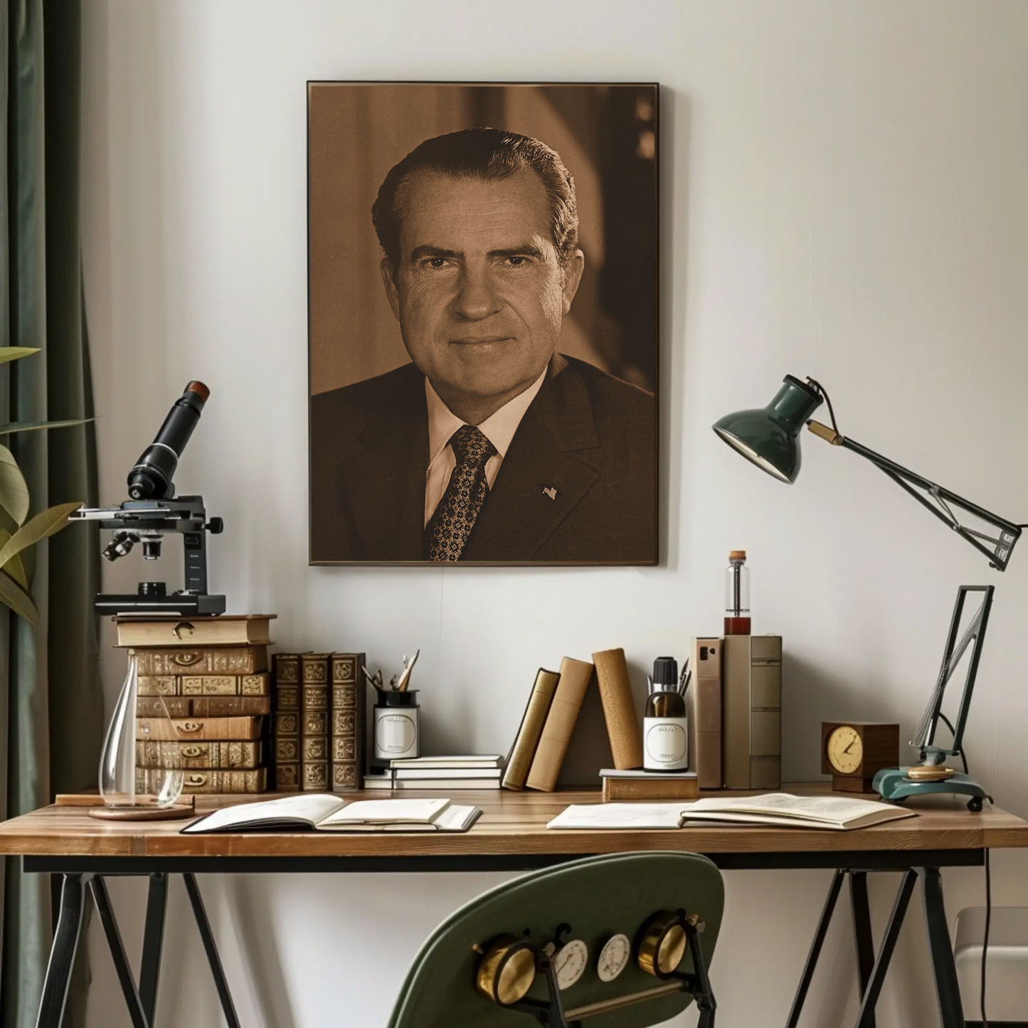 Richard Nixon 37th President Sepia Photo