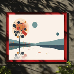 Reflective Autumn Landscape Minimalist Art Poster