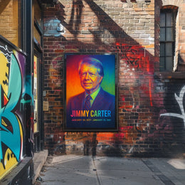 Jimmy Carter 39th President of the United States Neon Gradient Overlay Poster