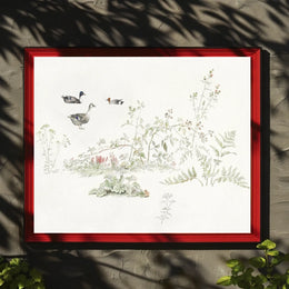 Serene Waterfowl Scene: Vintage Nature Animal Poster