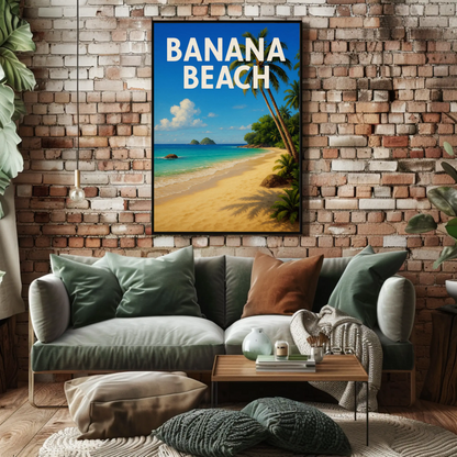 Banana Beach Tropical Paradise Poster Travel Poster