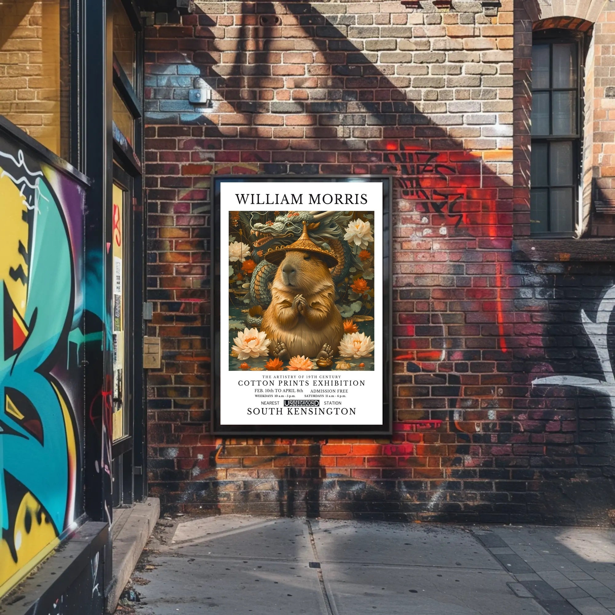 William Morris Surreal Capybara Art Fantasy or Mythology Poster