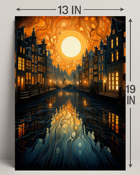 Dreamy Canal At Sunset Poster