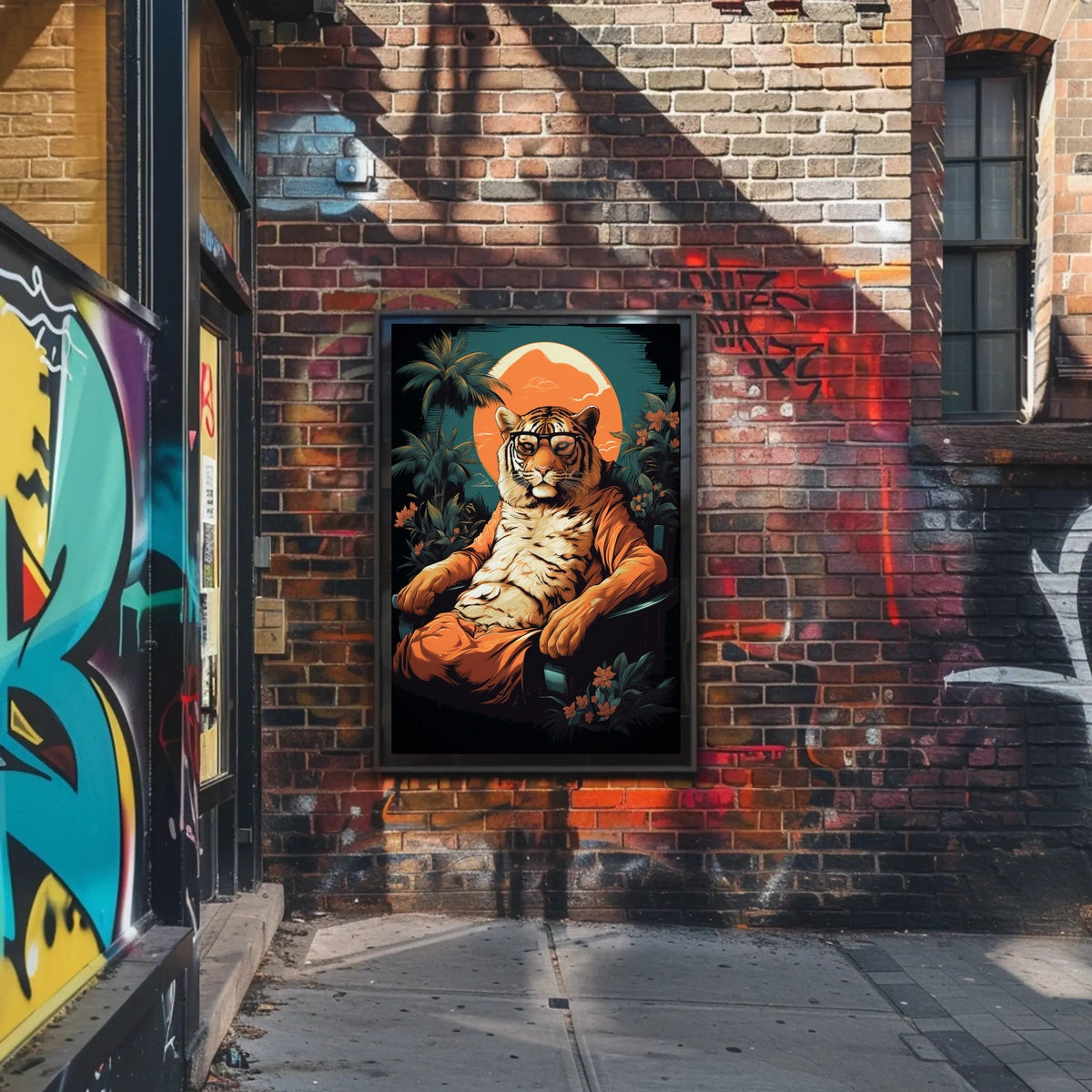 Relaxed Tiger in Sunglasses Animal Poster