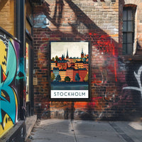 Stockholm Cityscape with Classic European Architecture Travel Poster