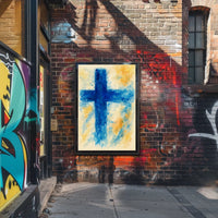 Abstract Blue Cross Abstract Poster