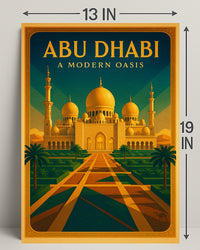Abu Dhabi Oasis Elegance Vintage Travel Poster
