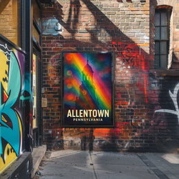 Allentown Clock Tower Vibrant Modern Art Urban Cityscape Rainbow Gradient Poster