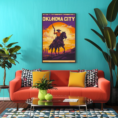 Oklahoma City Cowboy Vintage Poster