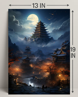 Moonlit Pagoda Serenity Poster