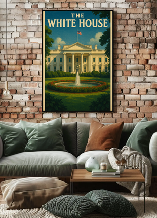 White House Vintage Travel Landmark Historical Poster