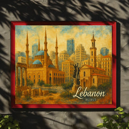 Beirut Cityscape Night View Photography Realism Poster
