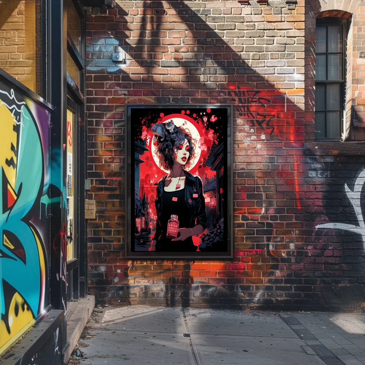 Urban Fantasy Noir Poster: Woman and Cat