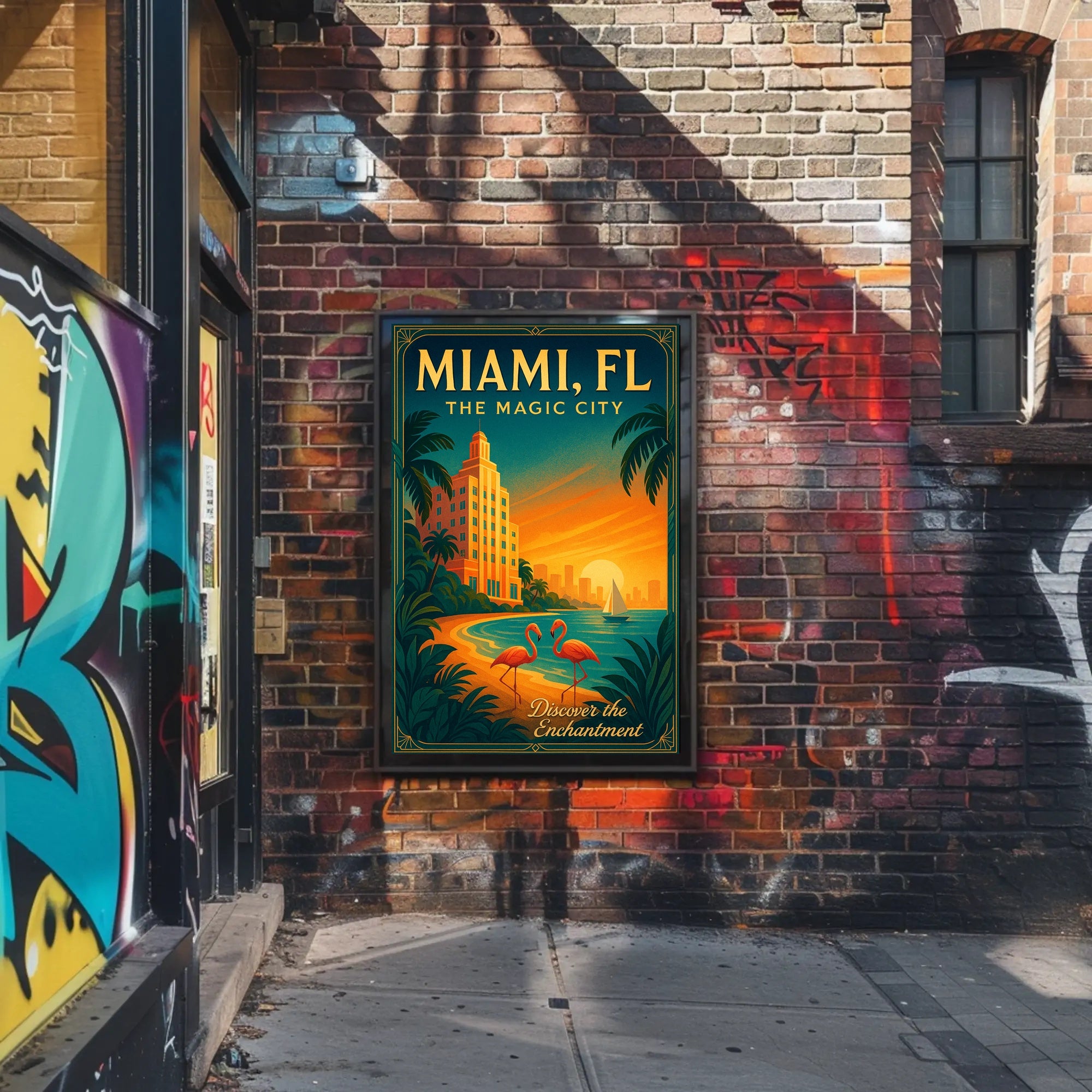 Miami Sunset Magic: Vintage Travel Art Poster
