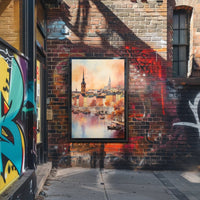 Serene Cityscape At Sunset Poster
