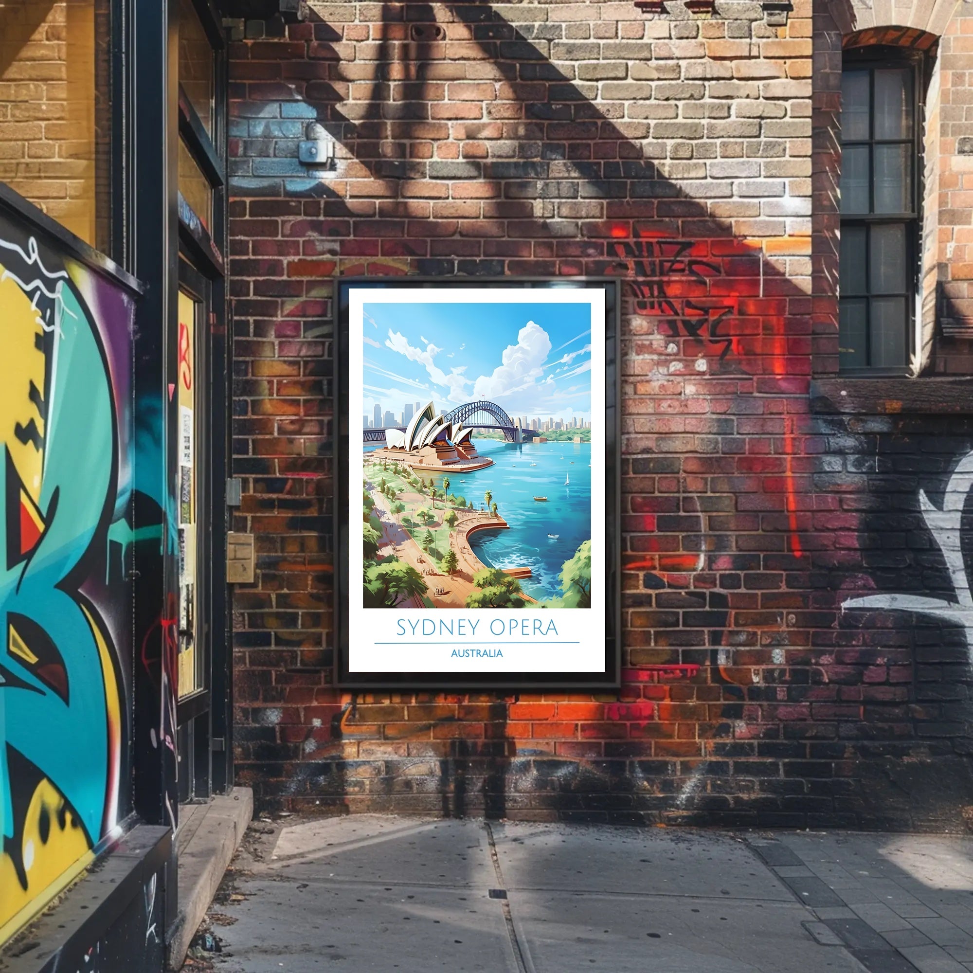 Sydney's Iconic Beauty: Opera House and Bridge Travel Poster