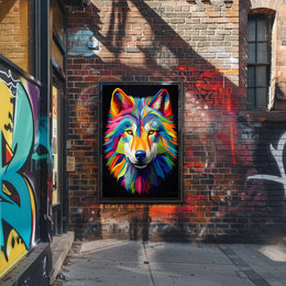 Vibrant Wolf Portrait Poster PosterGoat