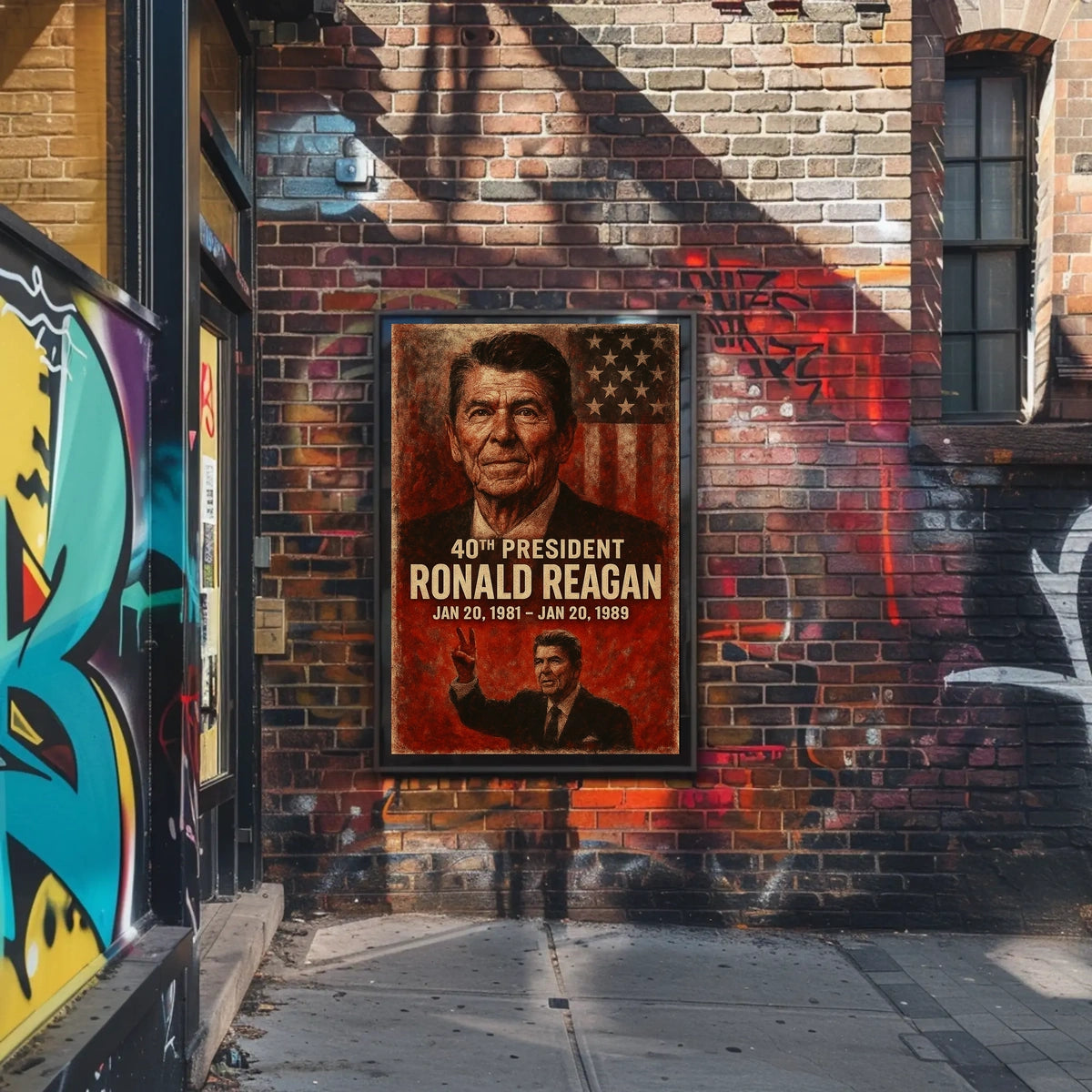 Ronald Reagan 40th President Retro 80s Poster