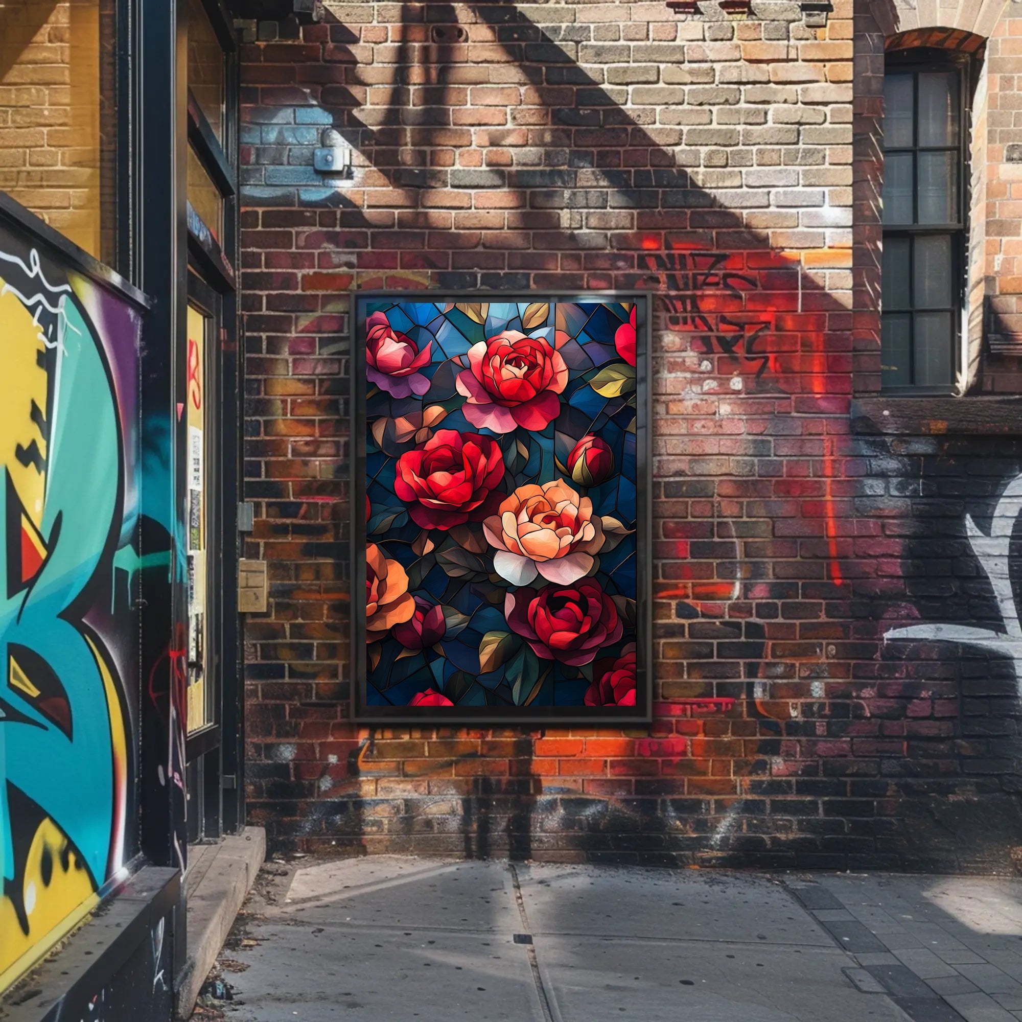 Roses and Stained Glass Artistic Poster
