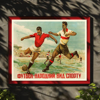 Dynamic Vintage Football Match Scene Poster