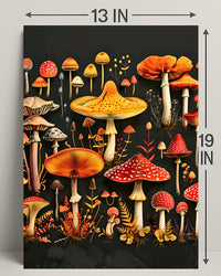 Mushroom Species Chart: Vibrant Fungi Educational or Infographic Poster