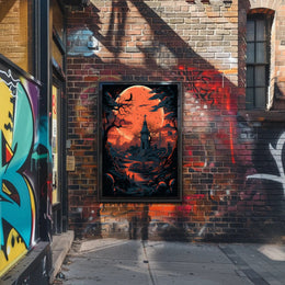 Haunted Moonlit Cemetery Poster