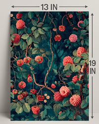 Vibrant Red Floral Scene Artistic Poster