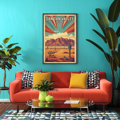 San Tan Valley Arizona Sunset Desert Vintage Travel Poster