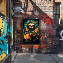 Enchanted Sloth In Bloom Poster