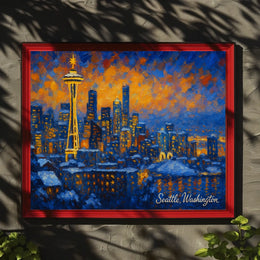 Seattle Skyline at Dusk Poster