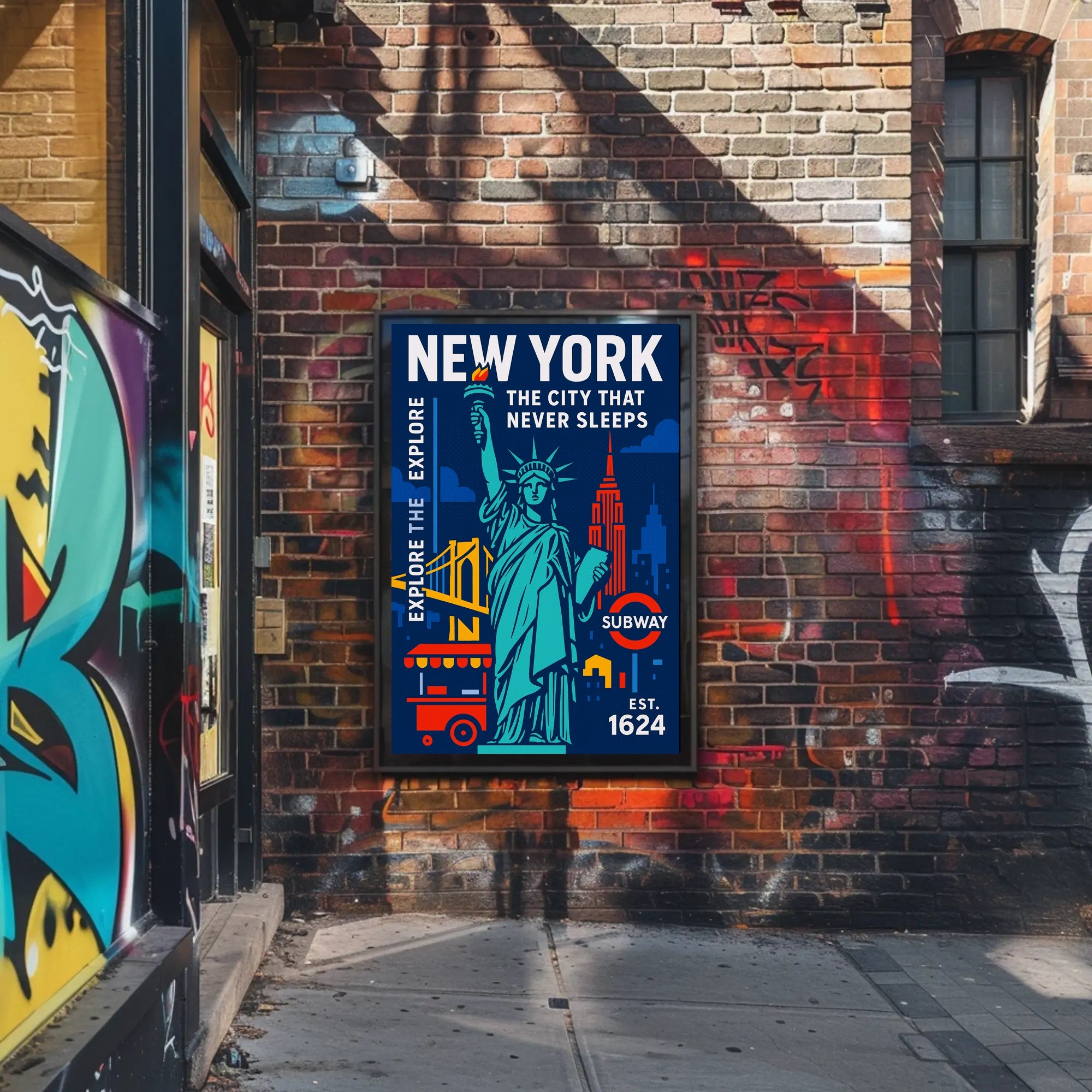 Explore New York City in Vibrant Urban Cityscape Poster