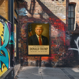 Donald Trump Silent Sentinel Patriotism Cinematic Realism Iconic American Portrait Leadership Legacy Bold Vision Poster