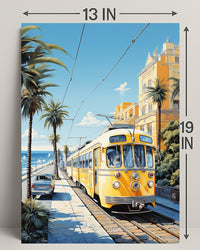 Coastal Tram Journey Poster