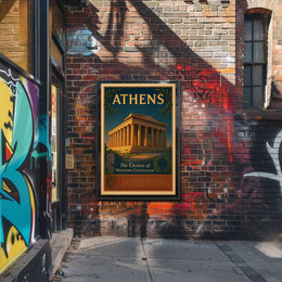 Athens Parthenon Vintage Illustration Cultural or Heritage Poster