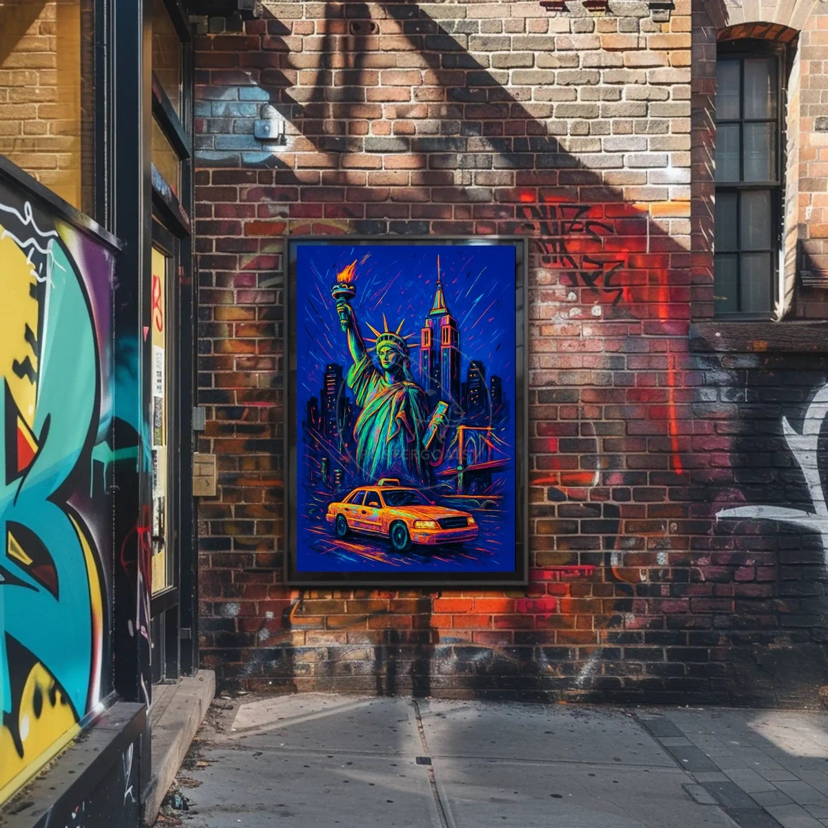 Vibrant New York Cityscape Art with Neon Aesthetic Urban Poster