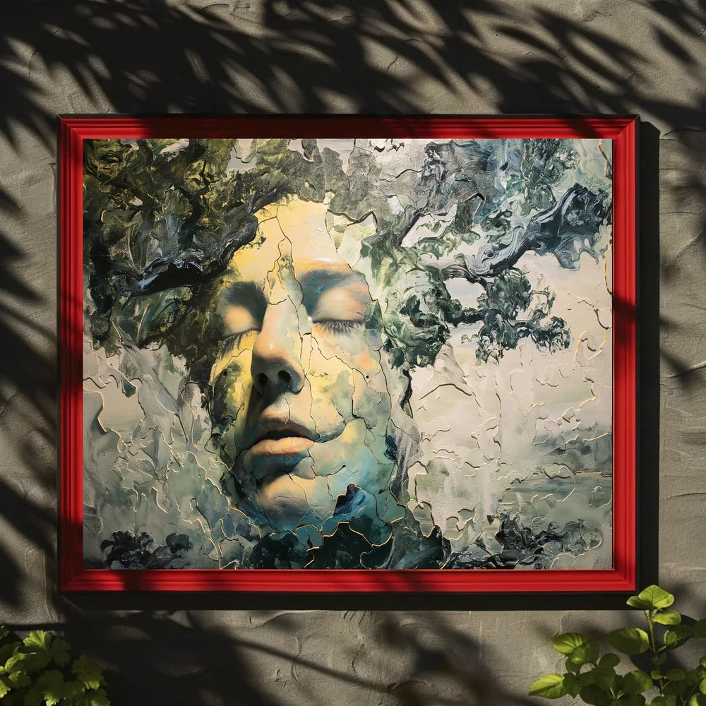 Surreal Nature-Inspired Human Face Art Poster