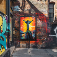 Vibrant Abstract Christ Statue Art: Abstract or Artistic Poster
