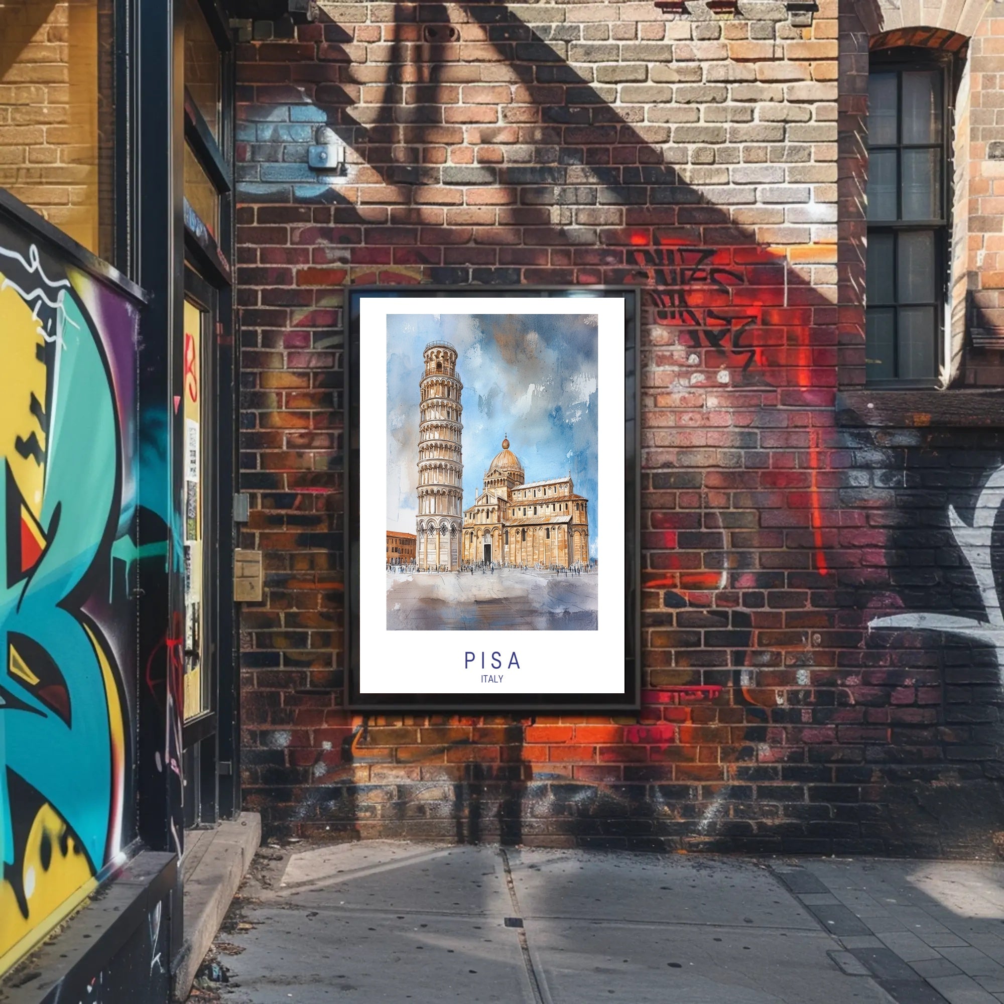 Leaning Tower of Pisa Watercolor Travel Poster PosterGoat