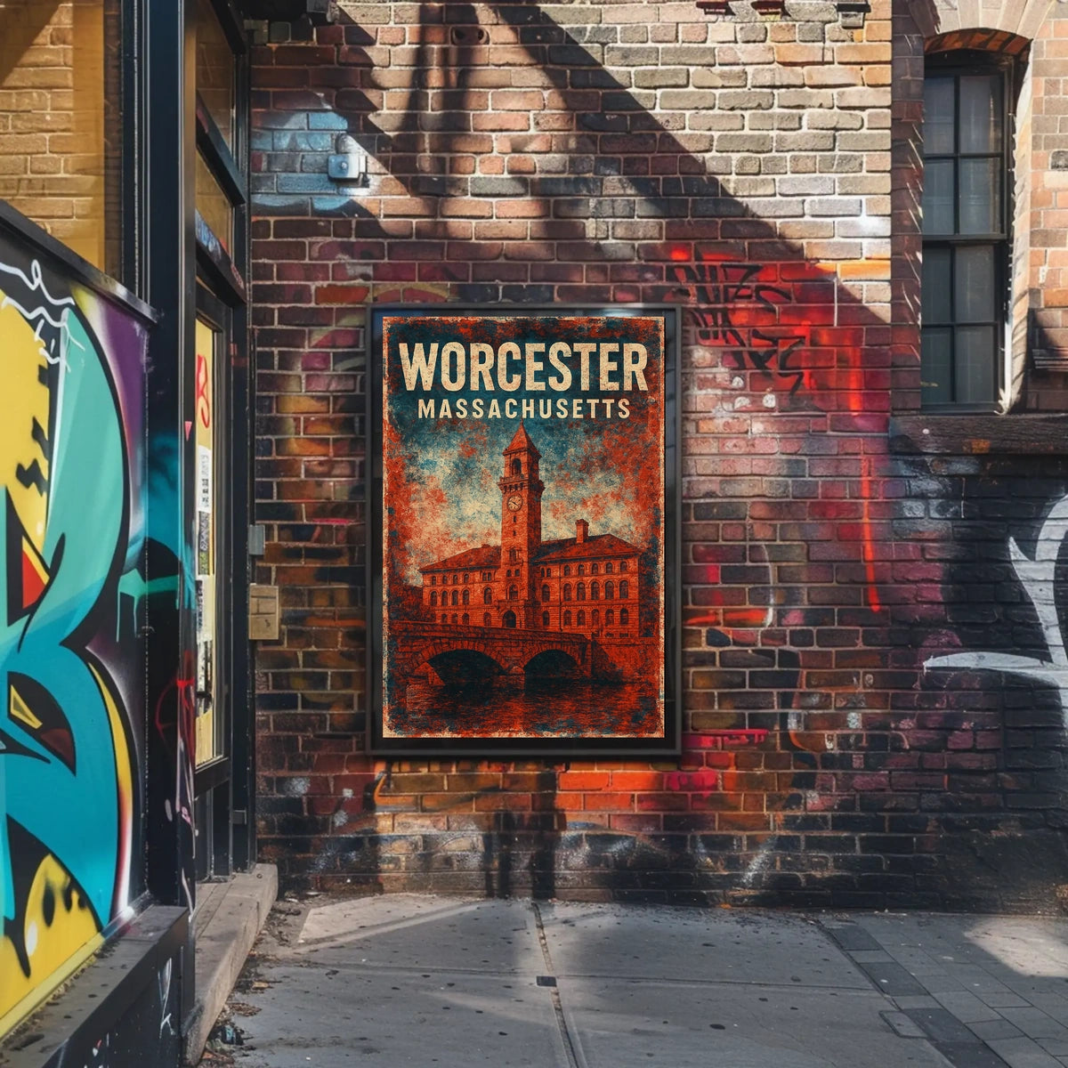 Worcester Clock Tower Collectors Rustic Style Poster