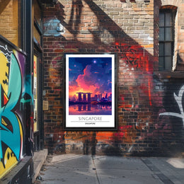 Singapore Skyline Sunset Vista Urban or Cityscape Poster