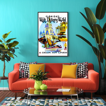 Disney World Florida Air Lines Travel Poster