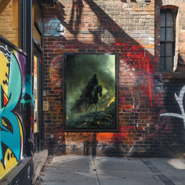 Dark Rider in Apocalyptic Scene Fantasy or Mythology Poster PosterGoat